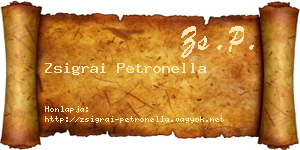 Zsigrai Petronella névjegykártya